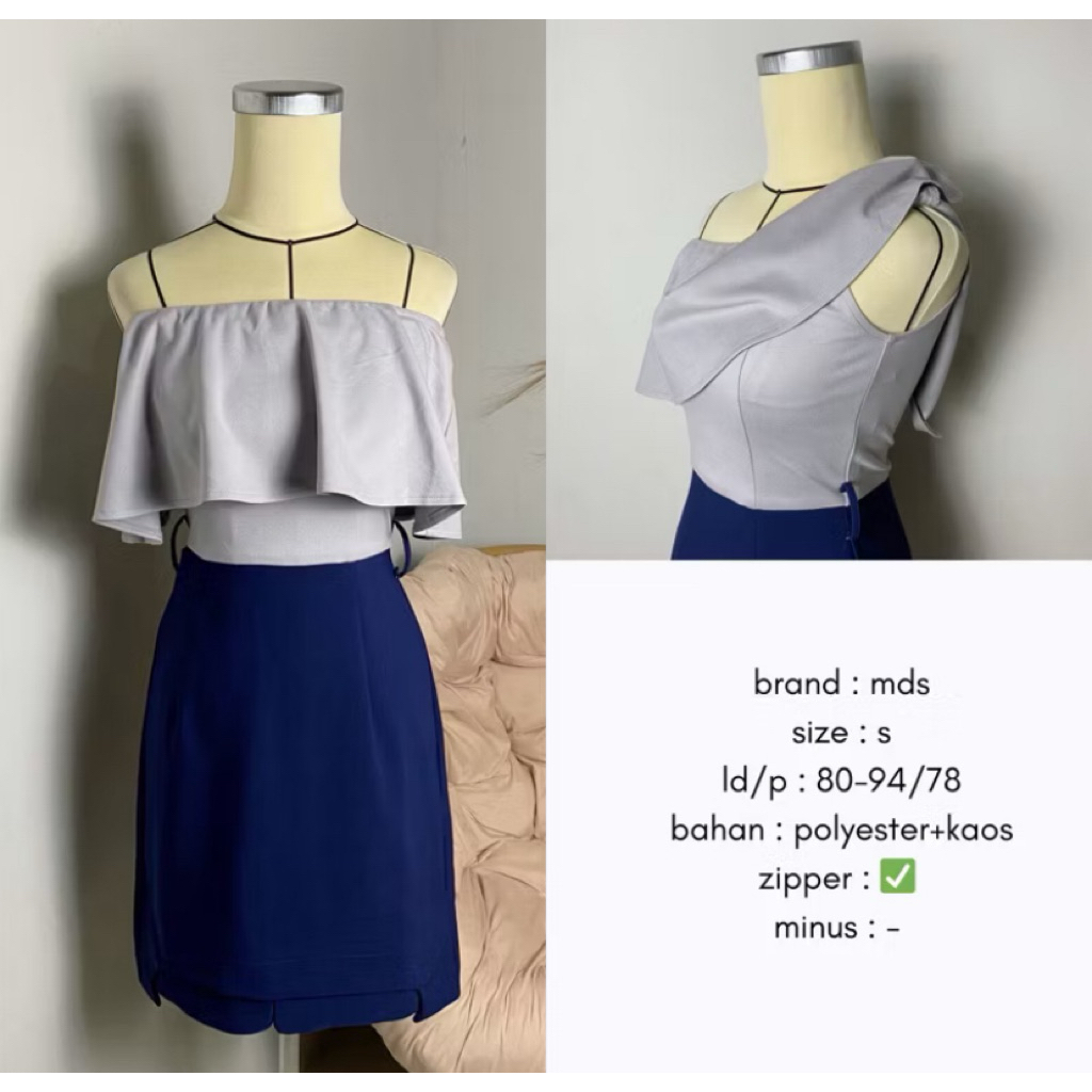 Dress Navy Grey Baju Pesta Wanita