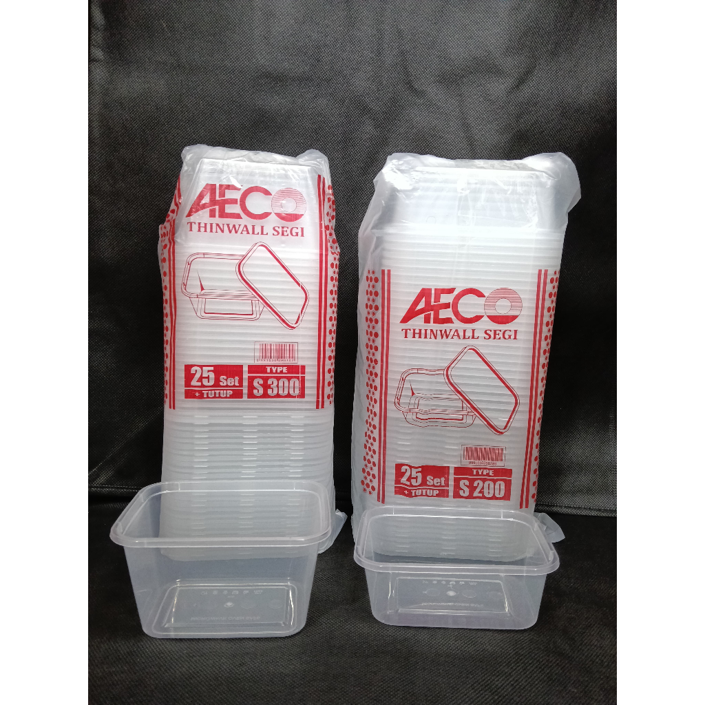 Isi 25pcs - Thinwall/Food Container Mangkok Bulat 200ml 300ml 400ml & Kotak Persegi 500ml 750ml 1.00