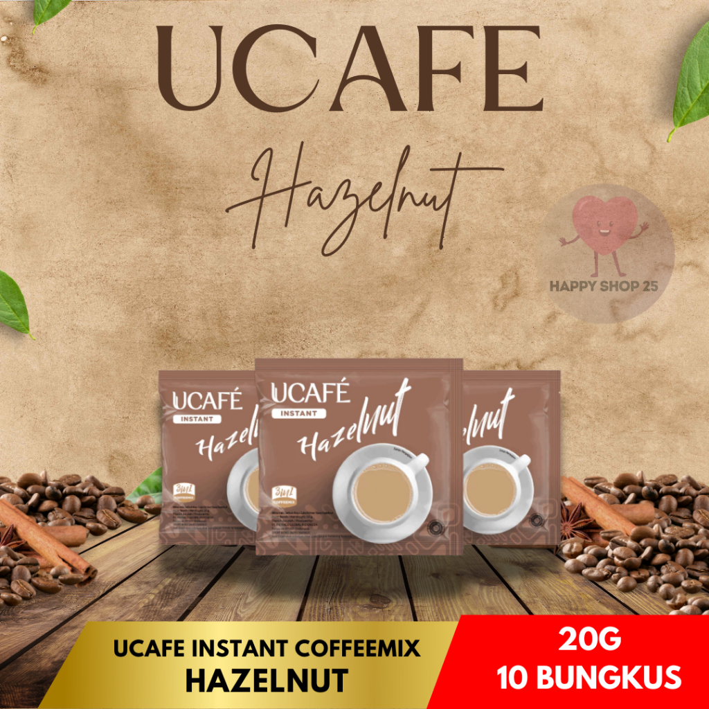 

UCAFE Instant Coffee Hazelnut R10 (10 sachets x 20g) | Kopi Instant rasa Hazelnut