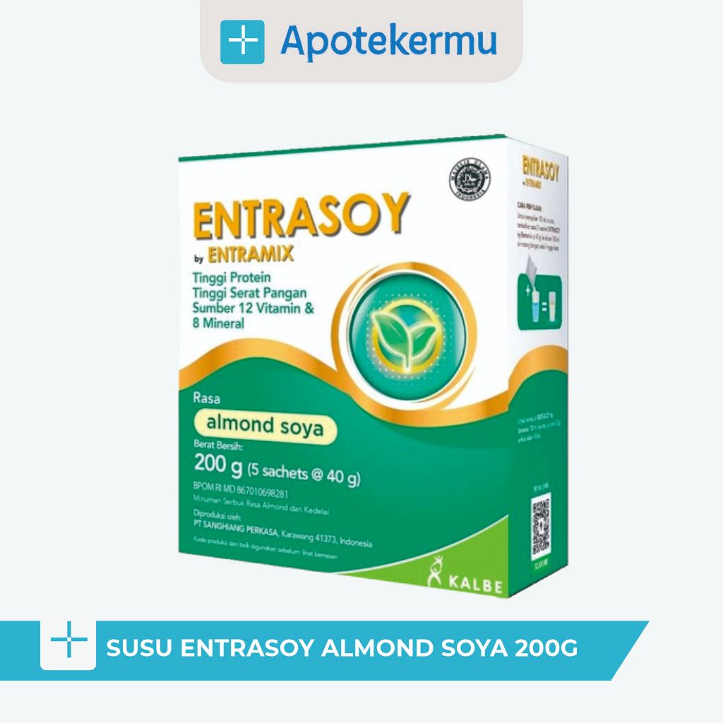 

ENTRASOY ALMOND SOYA 200GR | SUSU NABATI BEBAS LAKTOSA UNTUK LANSIA & DEWASA