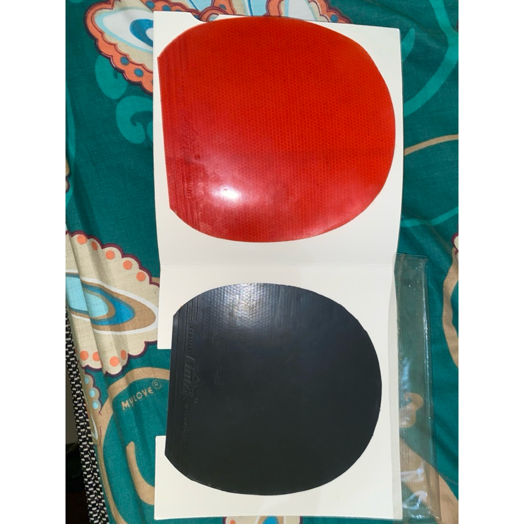 karet blade tenis meja cima rubber bet pingpong bekas 1 set hitam merah bekas