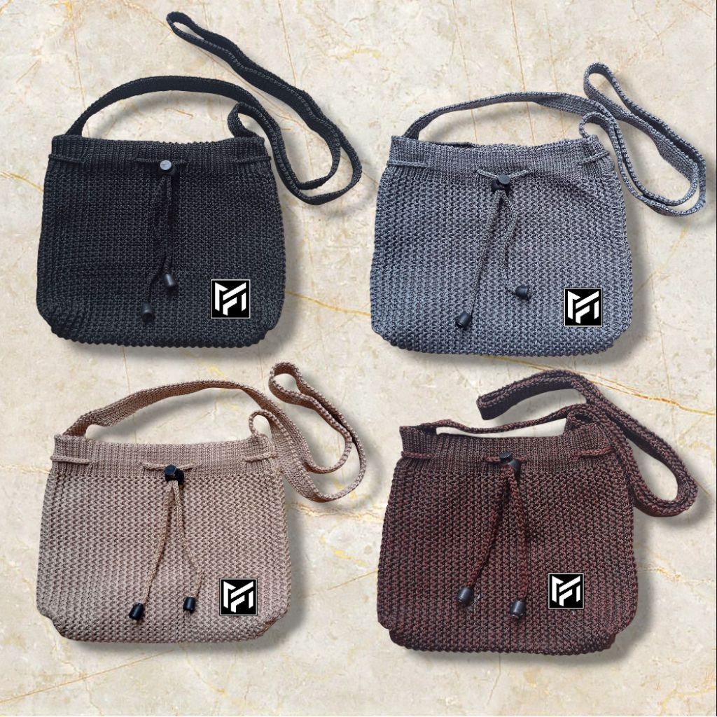 Tas Wanita Rajut Selempang Serut SELEB Muat Hp dan Dompet