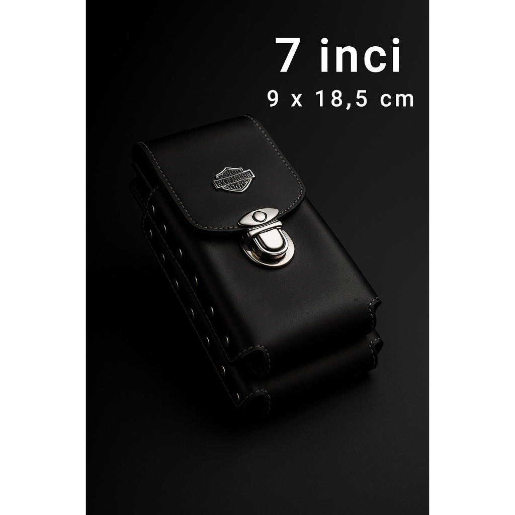 Sarung hp pria dua slot ukuran 7 inci BIG SIZE dompet hp pinggang pria hitam coklat