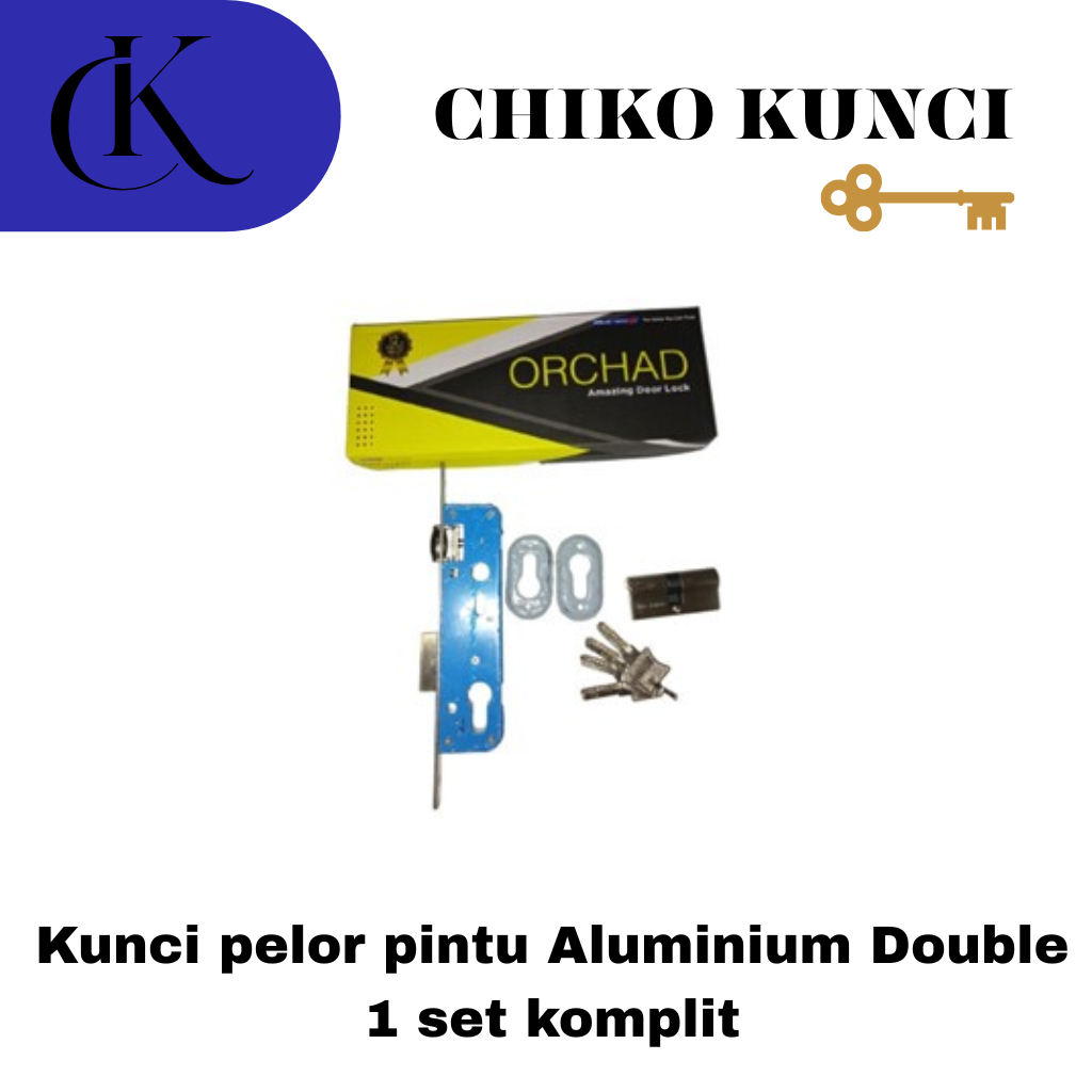 Kunci pelor pintu Aluminium Double 1 set komplit/Body kunci pelor