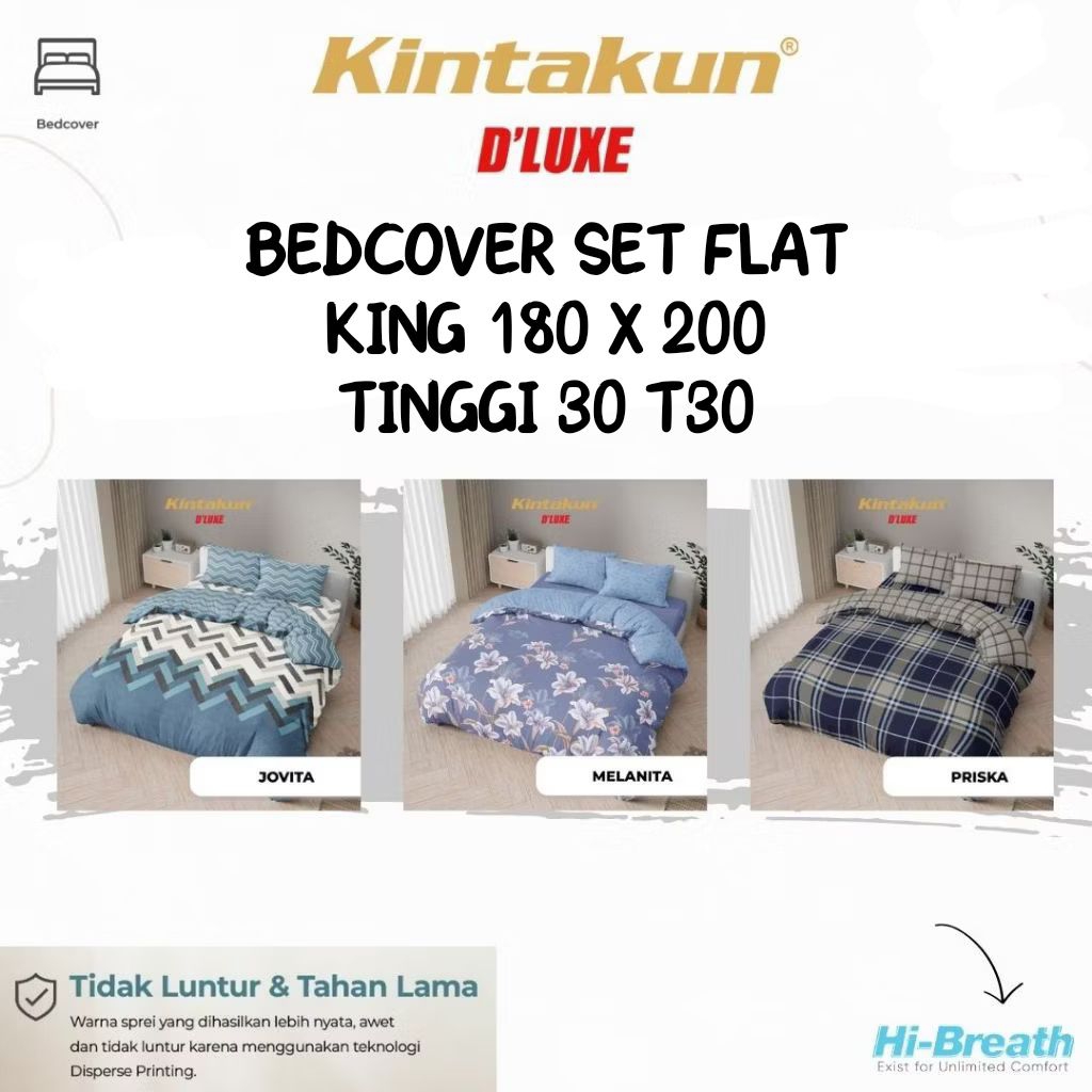 3KG KINTAKUN DLUXE BEDCOVER SET FLAT KING 180X200 TINGGI 30 T30