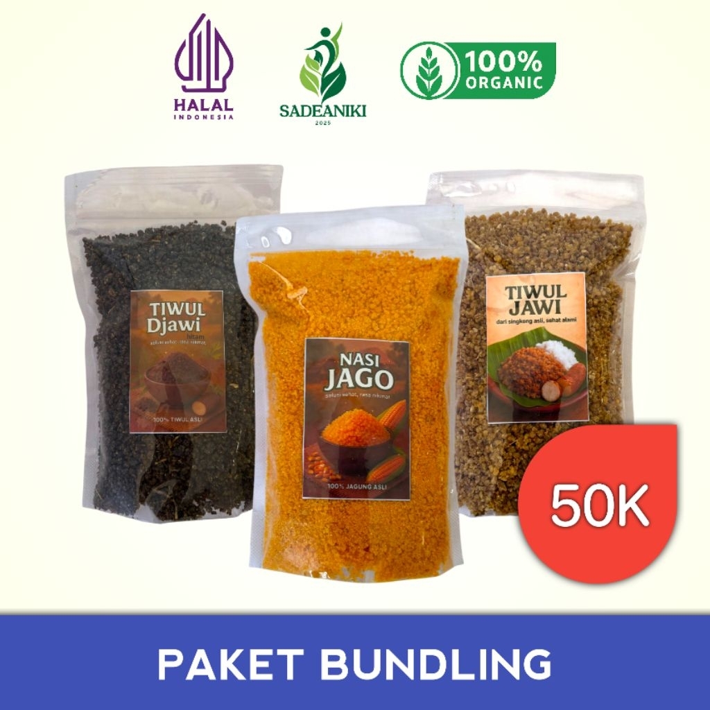 

PAKET BUNDLING 3 PCS (Nasi Jagung, Nasi Tiwul & Nasi Tiwul Hitam)