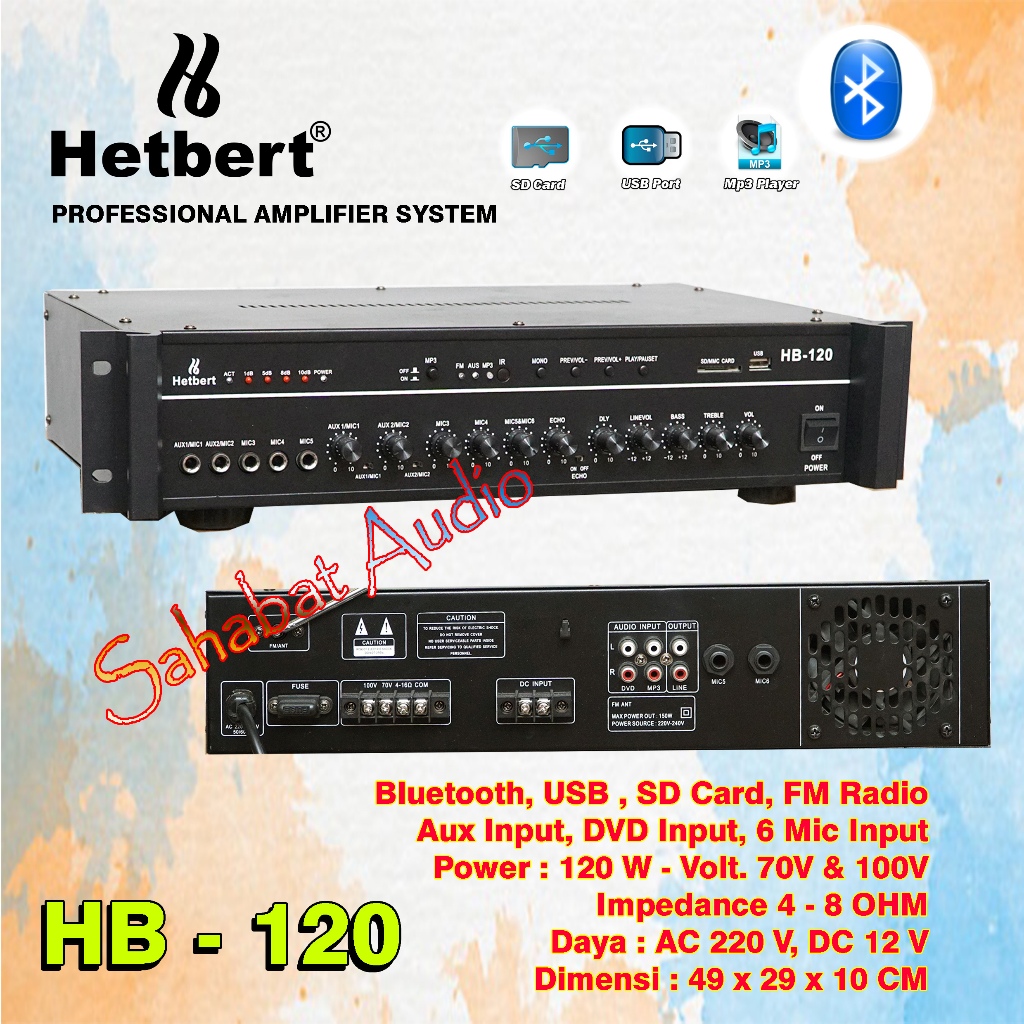 Ampli HB 120 Watt / Amplifier TOA Ceiling / Ampli Corong HB - 120 Power Ampli HB120 Ampli Bluetooth
