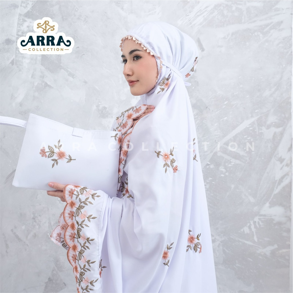 Mukena Dewasa Jumbo Full Bordir Alyssa Katun Premium