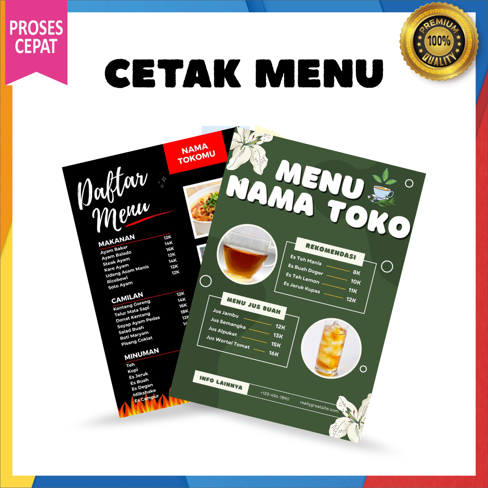 

Cetak Daftar Menu | Cetak Brosur | Cetak Daftar Makanan Minuman Free Desain Custom
