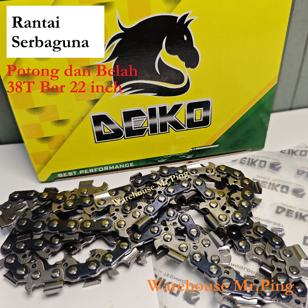 Deiko Rantai Serbaguna Potong dan Belah Chainsaw 38T Bar 22 Inch