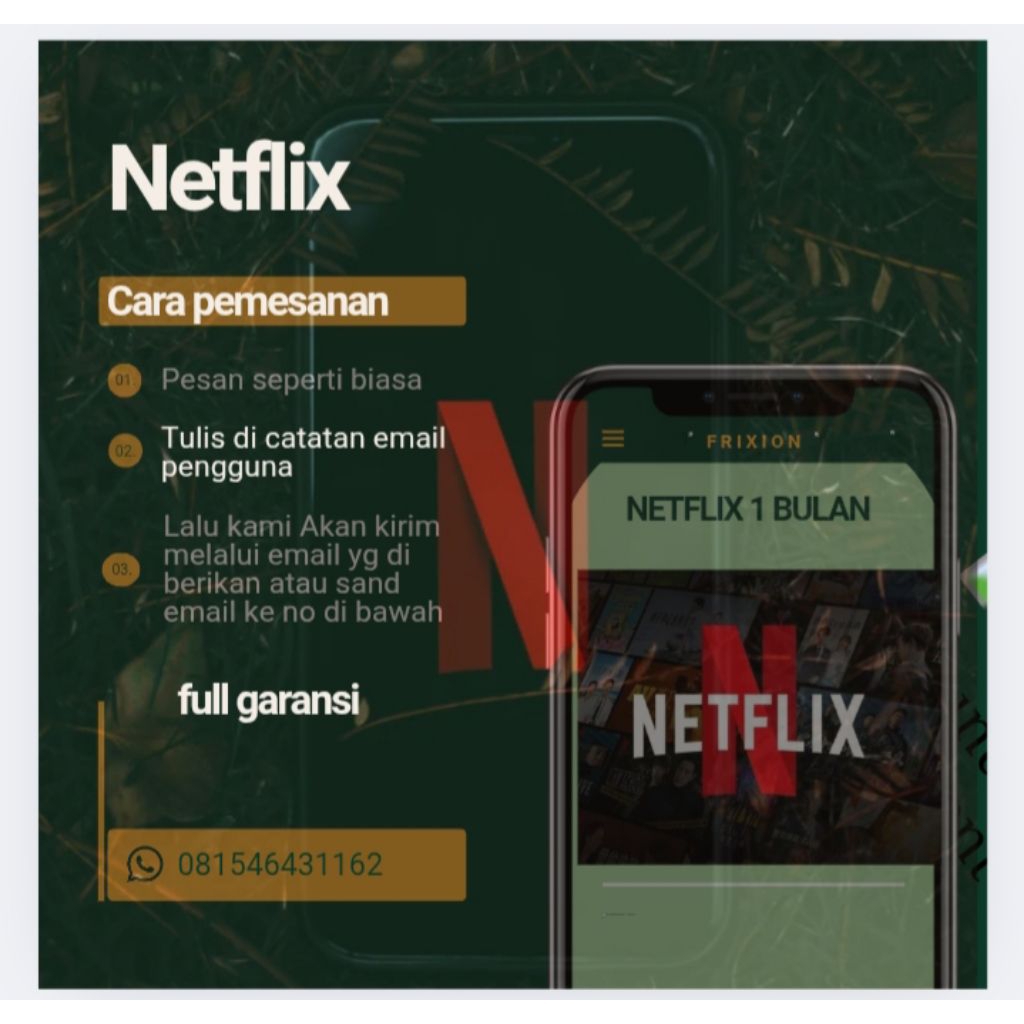 NETFLIX SHARING 1 BULAN