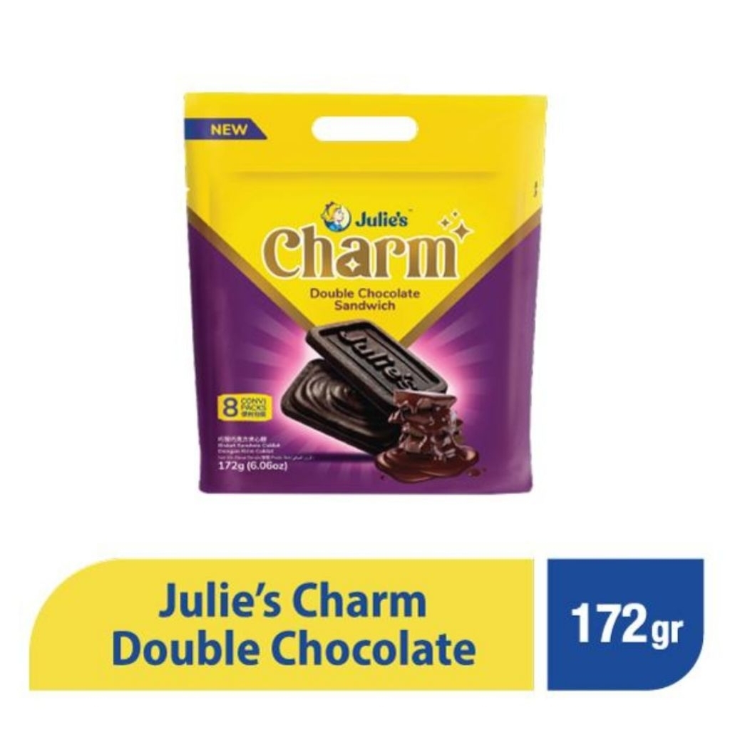 

Julie's Charm Double Choco Sandwich 172 Gr (Isi 8 x 21.5 Gr)