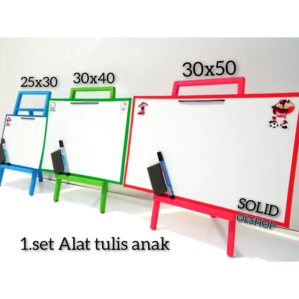 

Papan tulis anak, Papan tulis dengan penyangga, papan tulis white board, papan tulis 3 ukuran