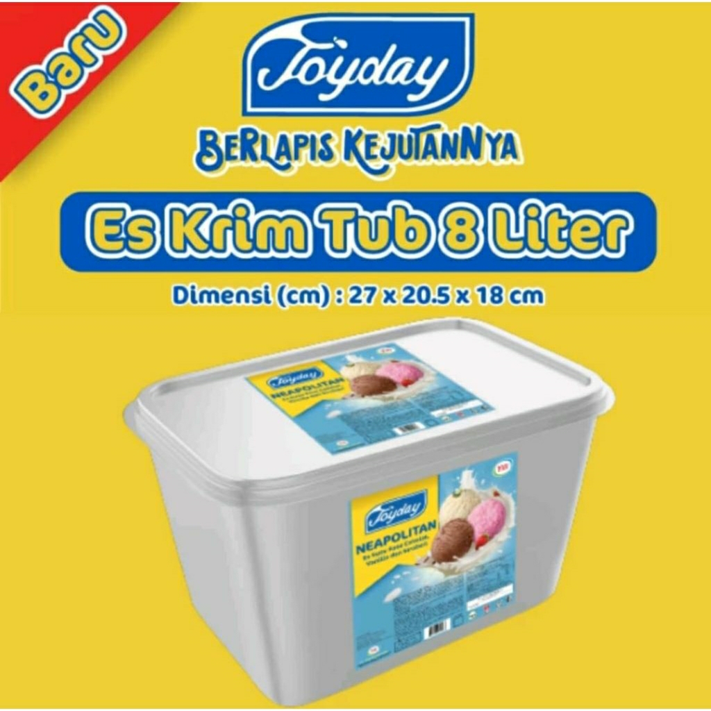 

ICE CREAM JOYDAY 8 LITER NEOPOLITAN 3 RASA COKLAT STRAWBERY DAN VANILLA