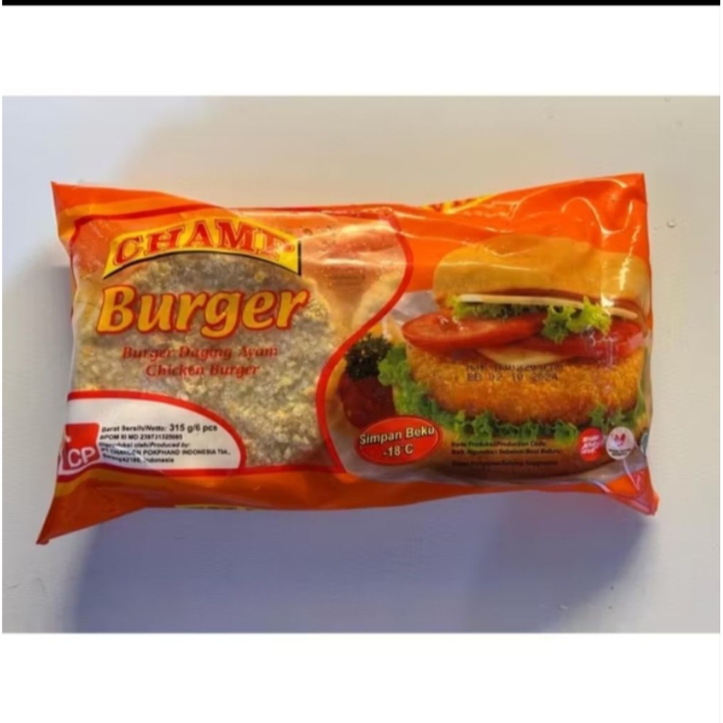 

champ burger ayam 315 gram/ 6 pcs