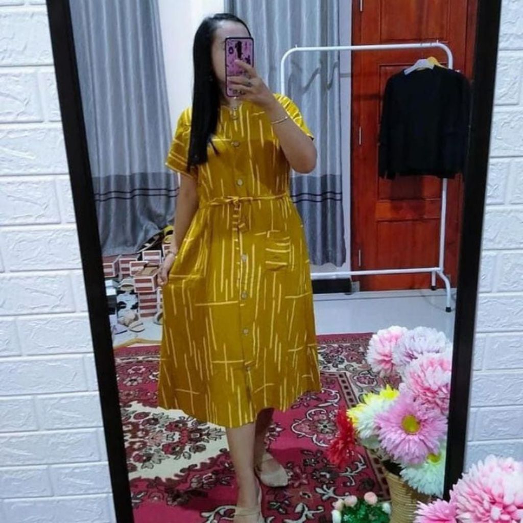 Daster Andin Terbaru Motif Pagar  Rayon Full Kancing