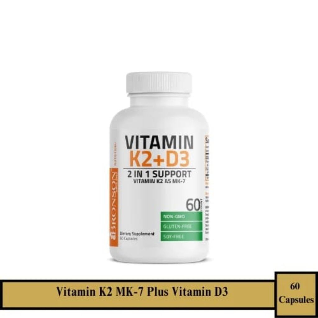 BRONSON Vitamin K2 MK-7 Plus Vitamin D3 - 60 Capsules