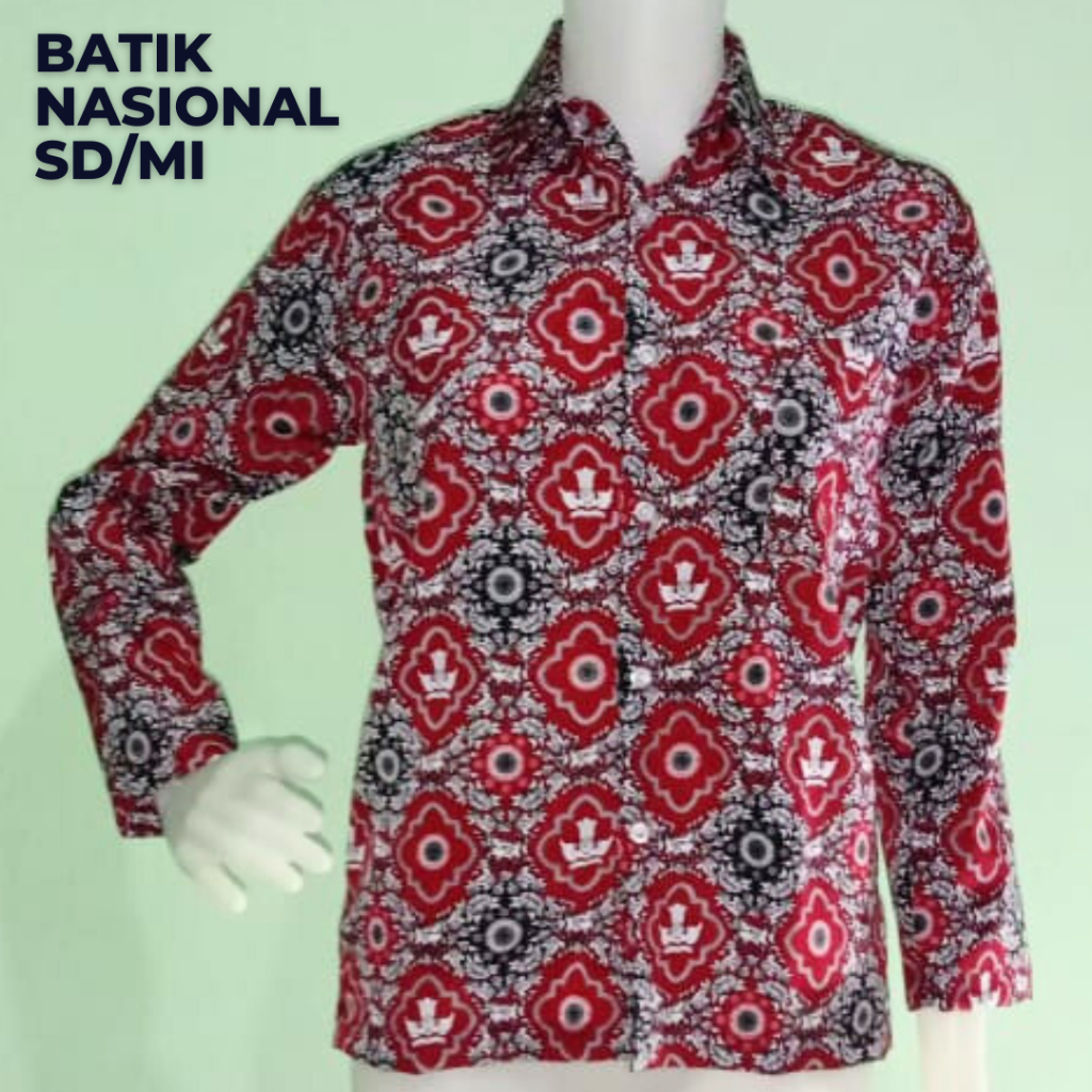 Baju Batik SD Nasional Lengan Panjang Anak Laki-Laki Perempuan
