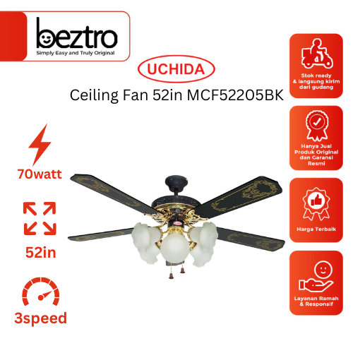 Uchida MCF52205BK Kipas Angin Gantung 5 Lampu 52 inch