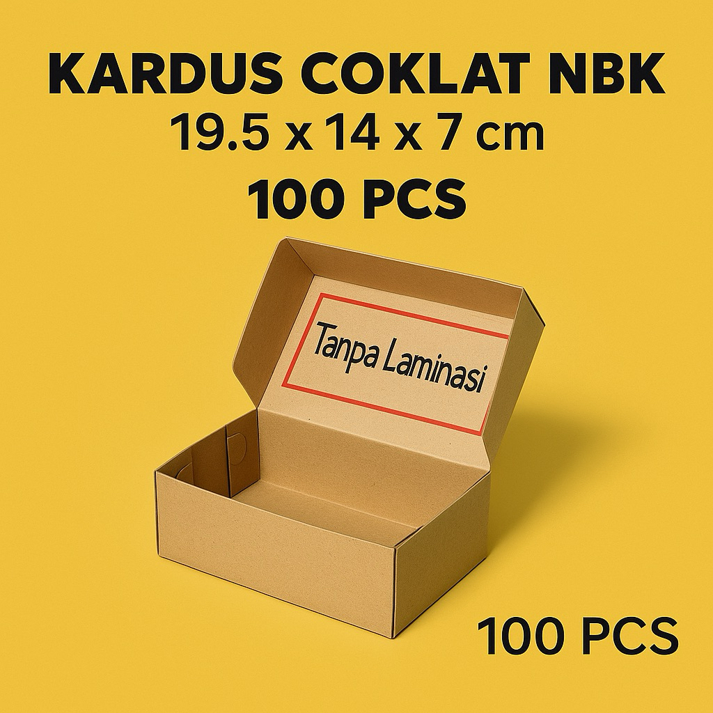 Dus Nasi Kraft Coklat NBK 19.5x14x7 cm Isi 100 PCS | Kardus Nasi Tanpa Laminasi Tebal  / Dus Kotak B