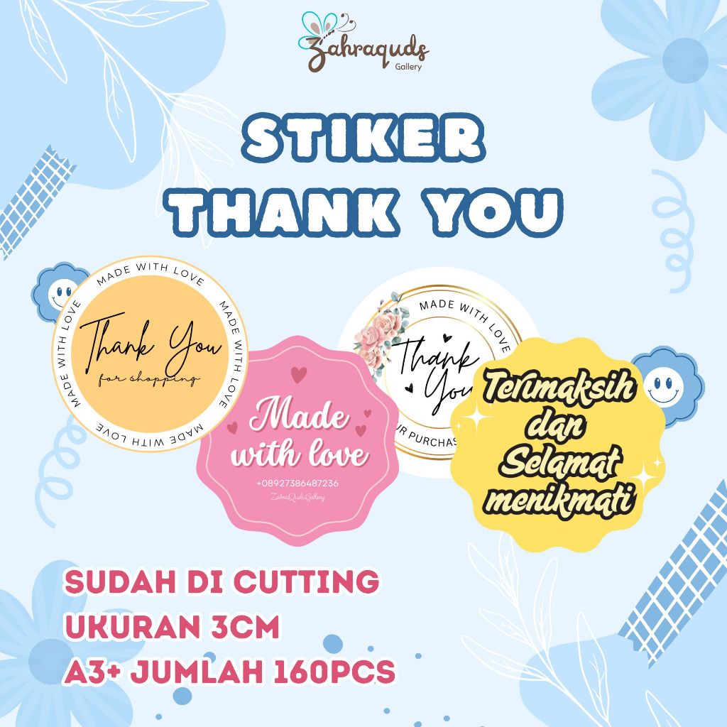 

Stiker Thank You Bulat / Stiker Terimakasih Isi 160pcs Anti Air
