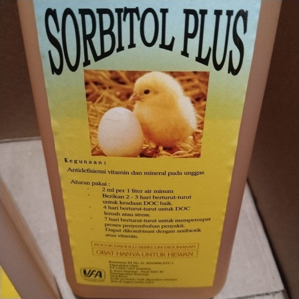 sorbitol plus 1 liter (untuk anak ayam)