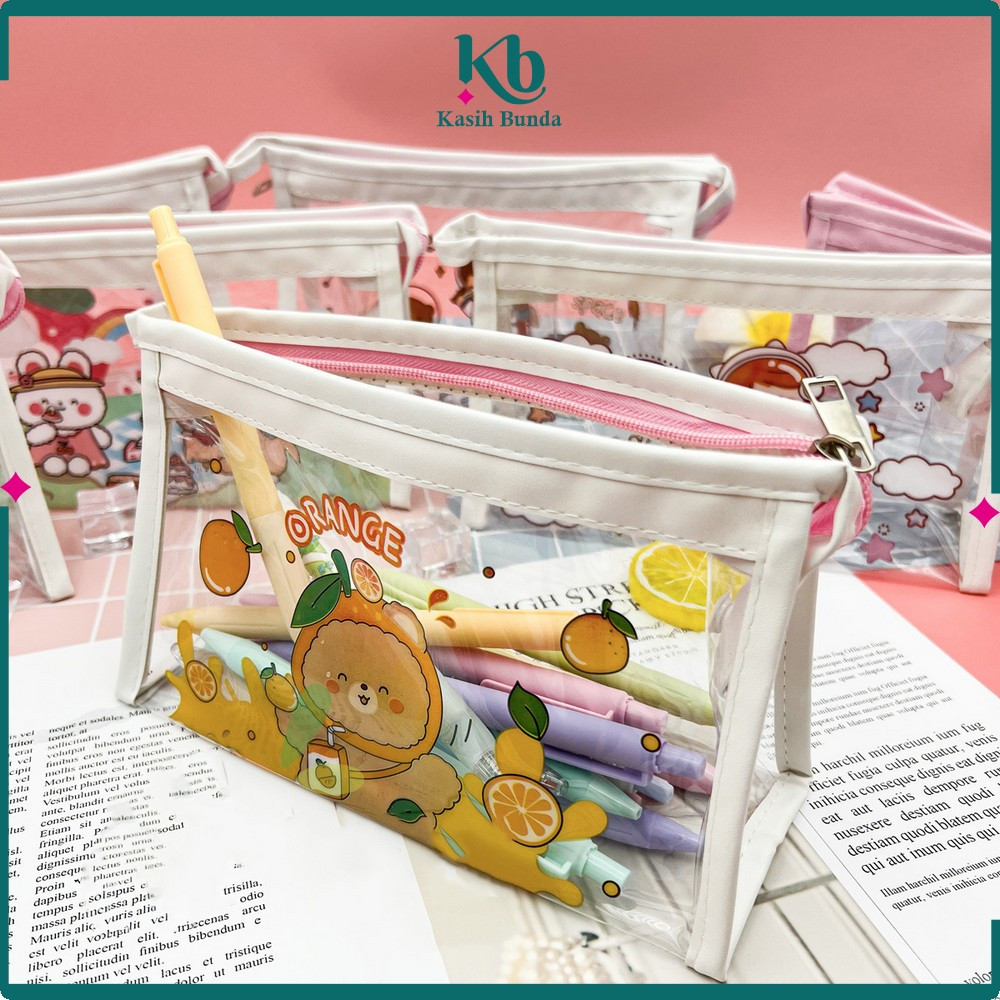 

EC Tempat Pensil Transparan Motif Kartun Tas Pouch Travel Multifungsi / Tas Pencil Case Anak Ala Korea Serbaguna BUNDA A60