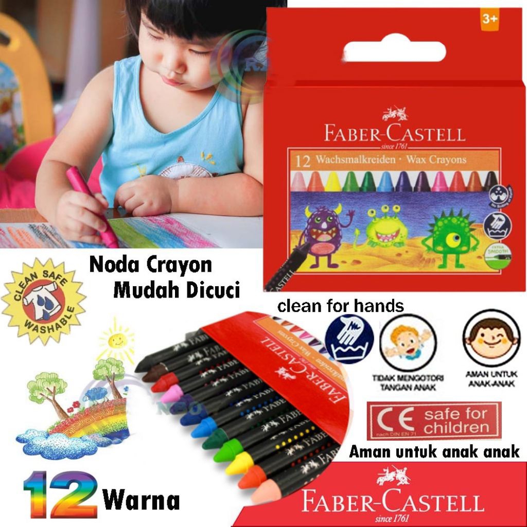 

Krayon Faber Castell/Krayon 16 Warna/Krayon Anak yang Nodanya Mudah Dicuci