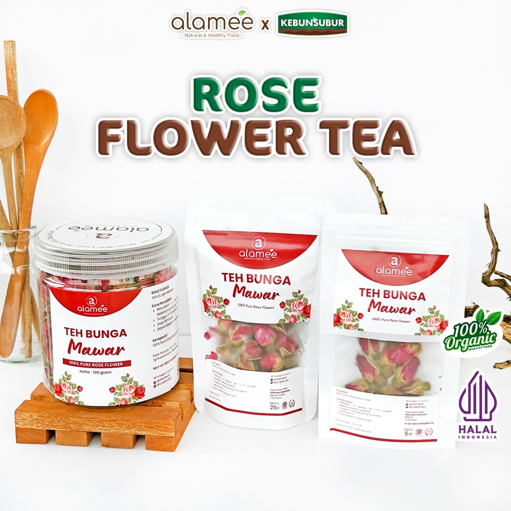 

ALAMEE Teh Bunga Mawar Rose Flower Tea Organik Kering Dried Premium kebunsubur