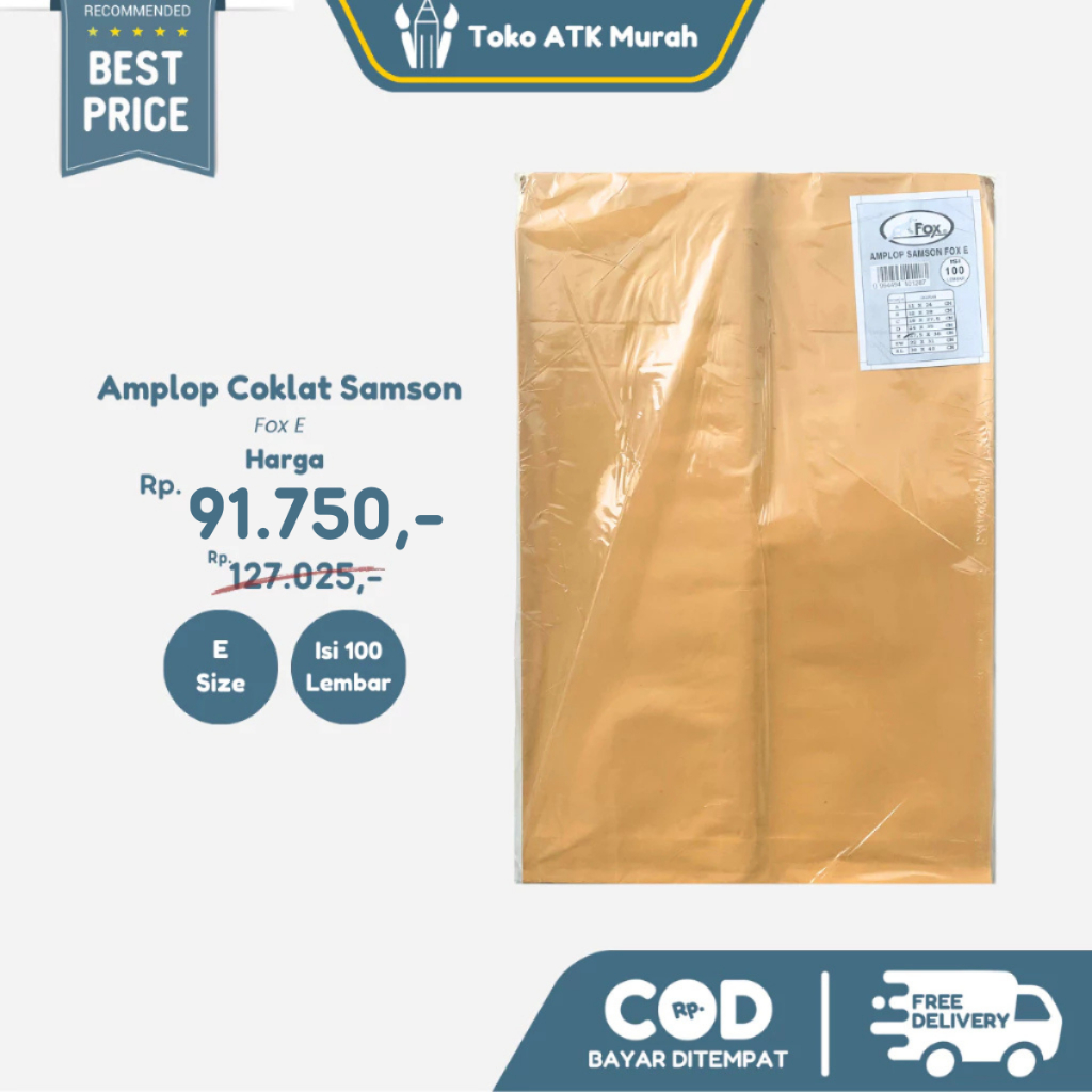 

Amplop Coklat / Samson Fox E (Map) isi 100 Buah