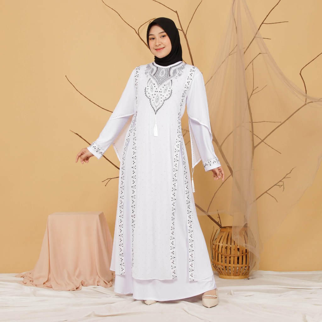 Abiyyuco TA9019 | Gamis Abaya Turki Bahan Jersey mix Ceruty Turkey Mewah Turky Hitam Putih dan Warna