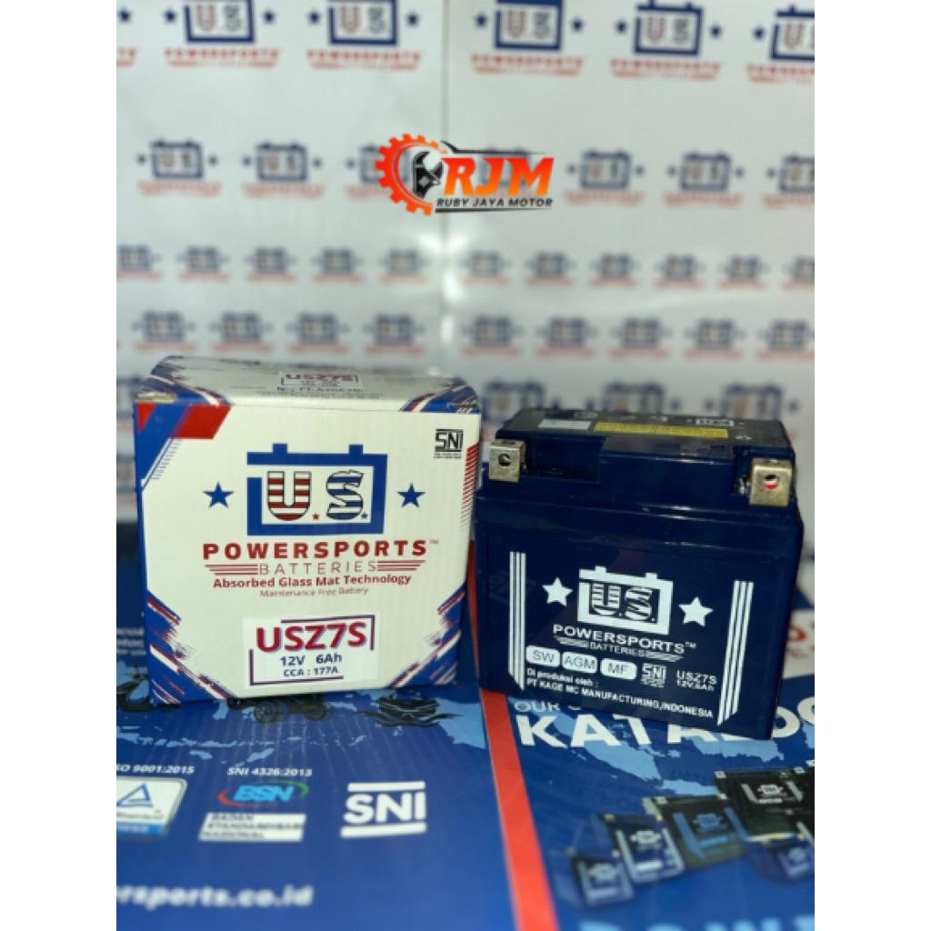 AKI Motor USZ7S 12V 6Ah CCA : 177A aki Motor Vario 125/150 Beat Scoopy IIs CB150R Nmax Satria Fu