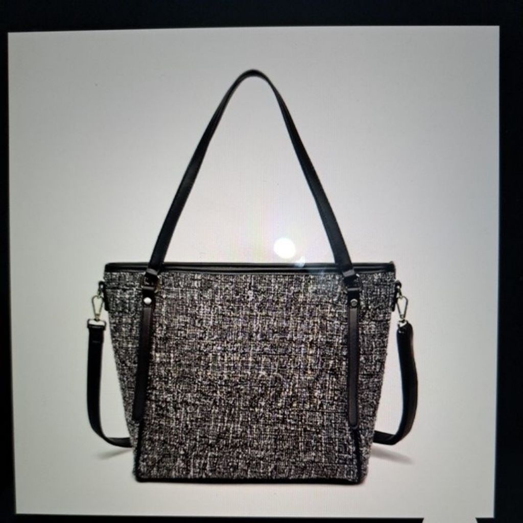 HANA Madelin Tote Tweed Bag M3515 - Black