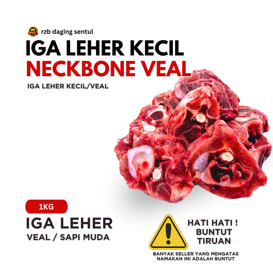 

Neckbone Veal 1kg | iga Leher sapi muda | | buntut kw | rzb daging bogor