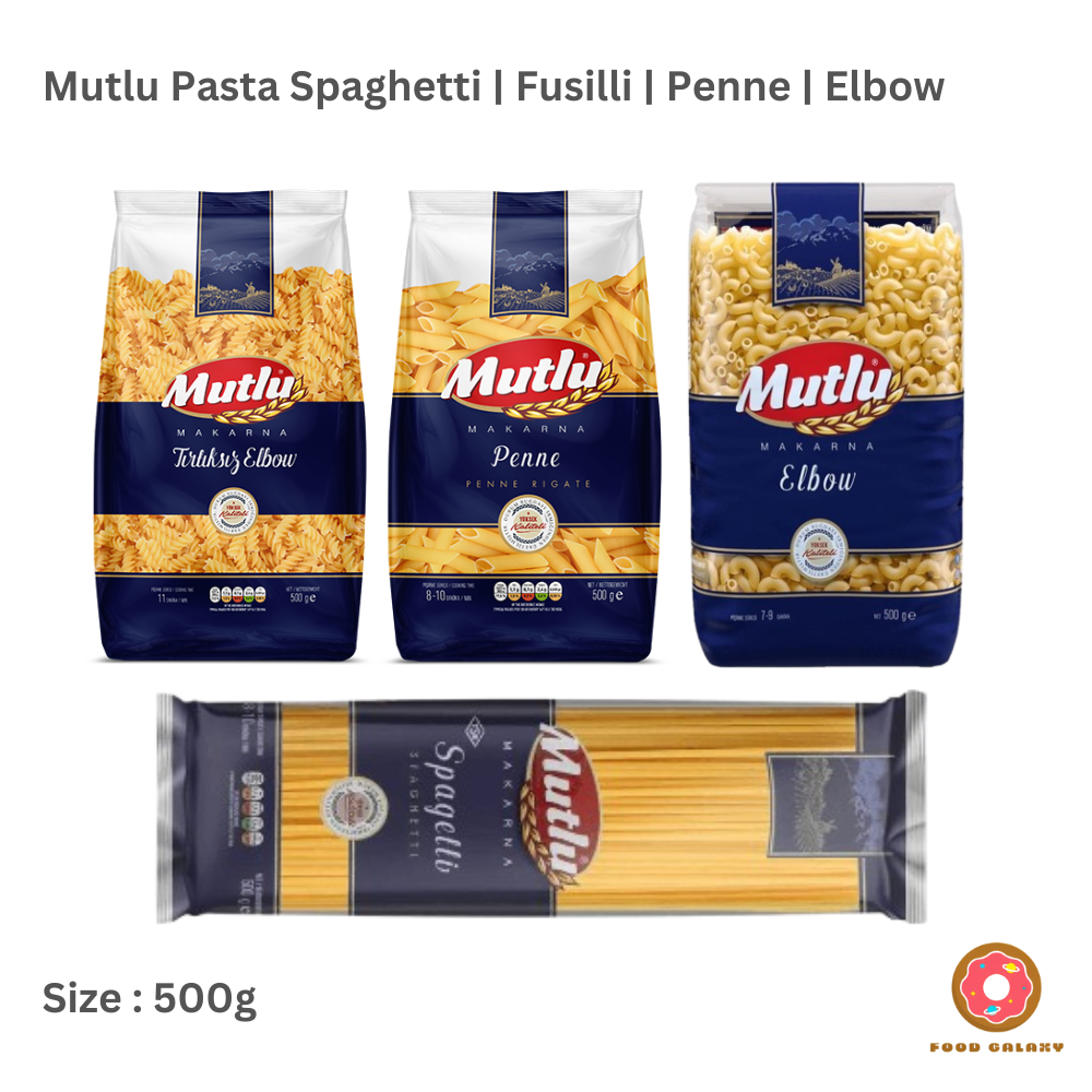 

Mutlu Pasta Turki Spaghetti Fusilli Penne Elbow 500g
