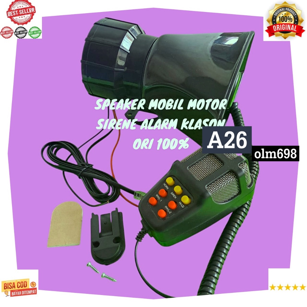 A26 PENGERAS LOAD SOUND TONE BELL VOKAL  SPEAKER MIC TOA DC 12V 100% ORI MEGAPHONE MOBIL MOTOR 100W 