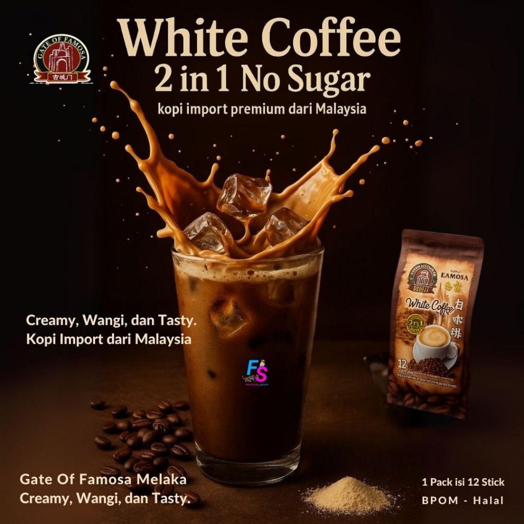 

Famosa Melaka White Coffee 3 in 1 480 Gram isi 12 Sticks Sachet Import Malaysia