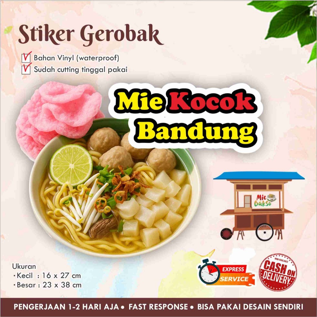 

STIKER KACA GEROBAK VINYL MIE KOCOK BANDUNG / LABEL MAKANAN