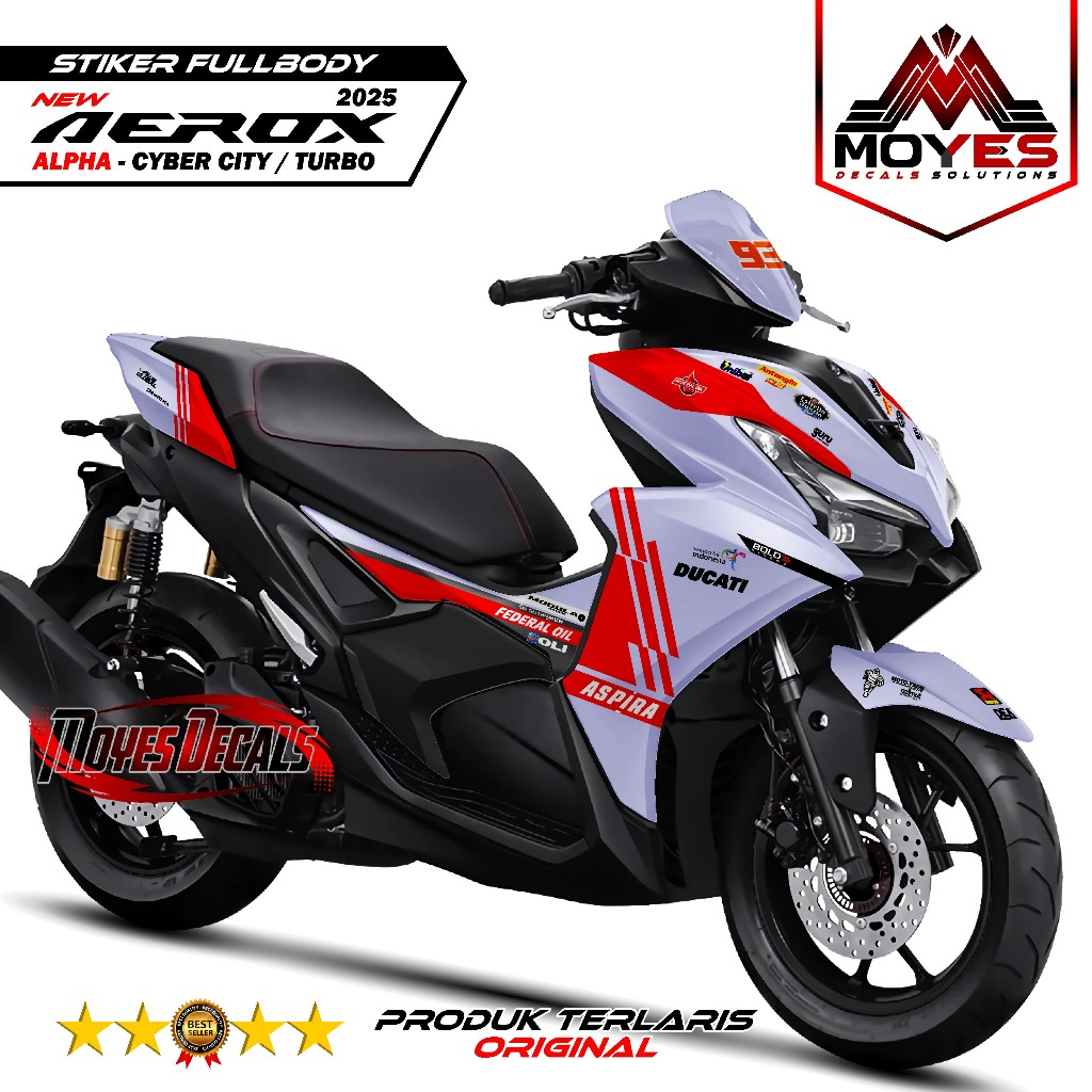 Stiker Decal New Fullbody Aerox Alpha 2025 Turbo Motif Ducati MYS1751