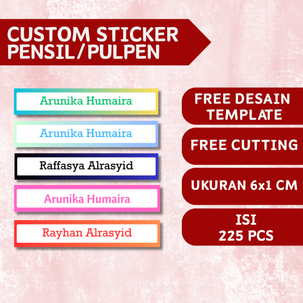 

[ISI 225] Custom Sticker Pulpen Pensil/Alat Tulis Untuk Peralatan Sekolah Anak Ukuran 6x1cm