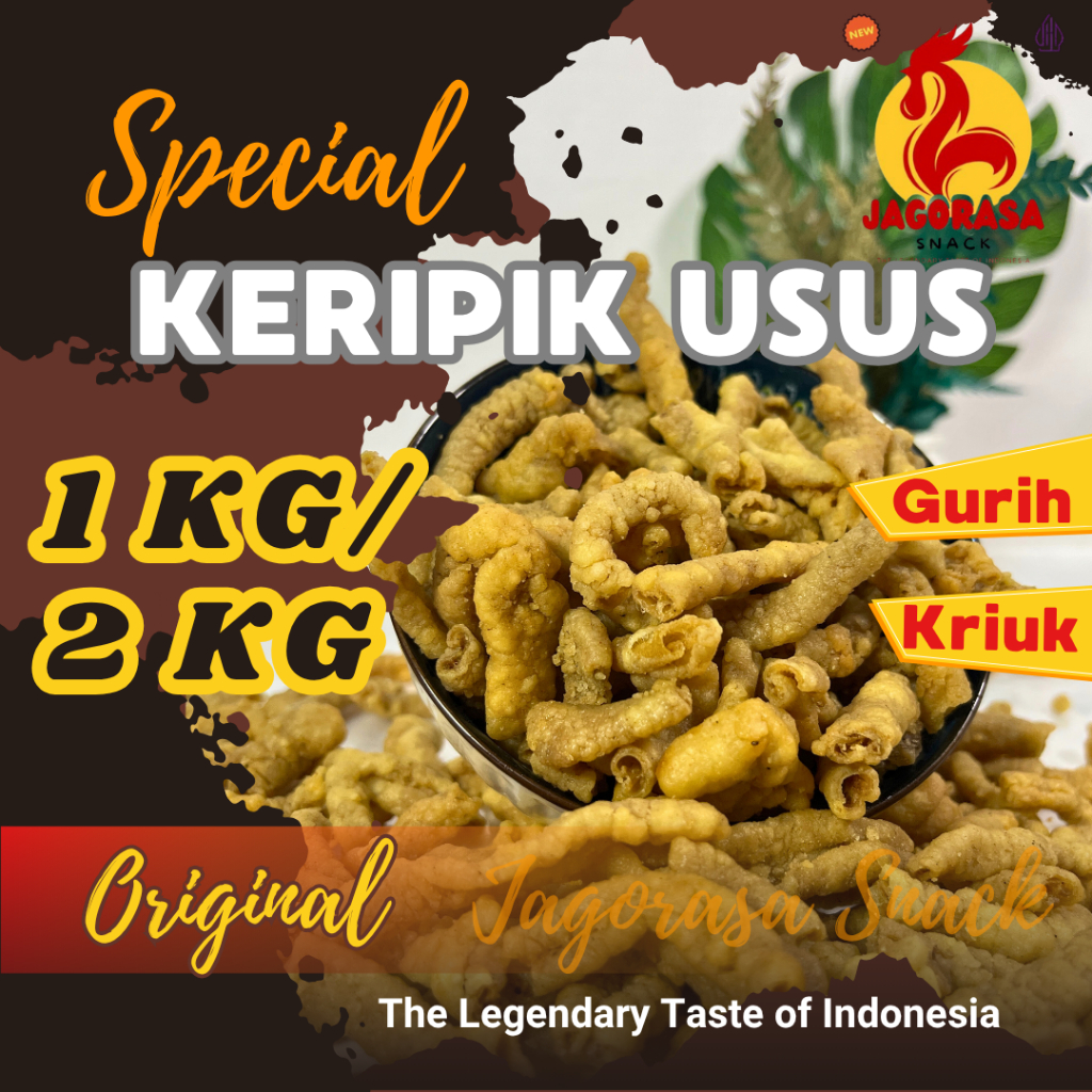 

KERIPIK USUS ORIGINAL 1Kg/ 2Kg(1Bal) - ASLI KERIPIK USUS AYAM RENYAH GURIH, BUMBU NAGIH READY STOK!