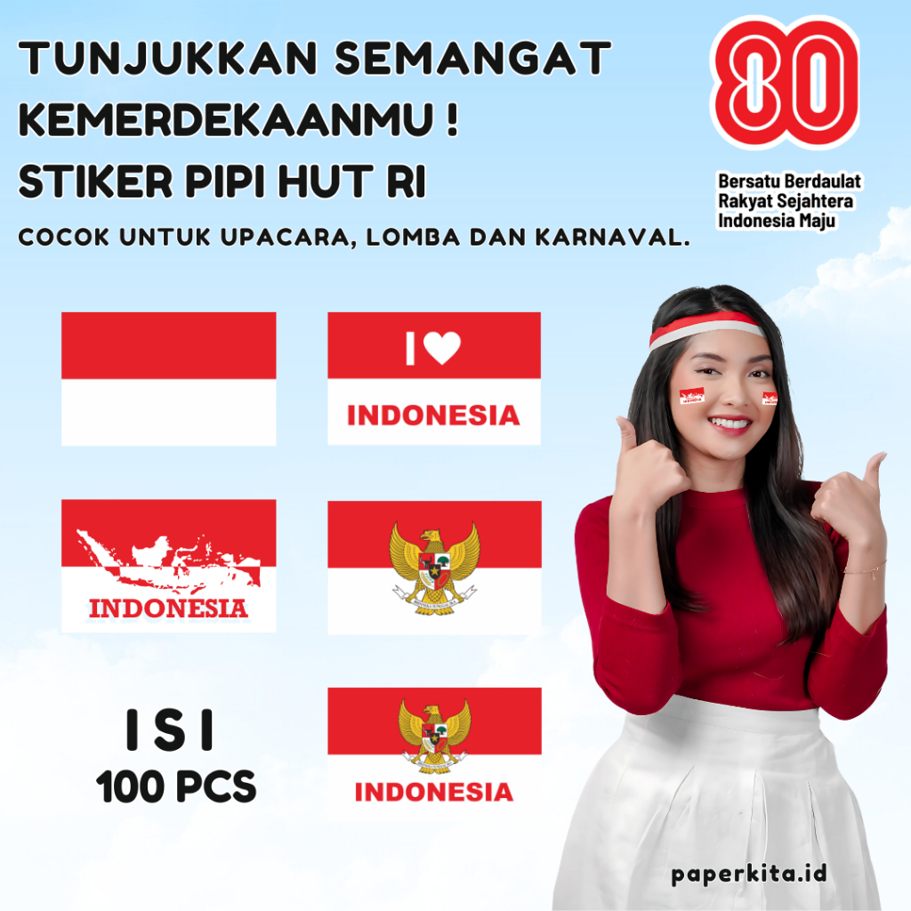 

Stiker Pipi Bendera Indonesia Merah Putih 100 Pcs HUT RI Agustusan Kemerdekaan 17 Agustus