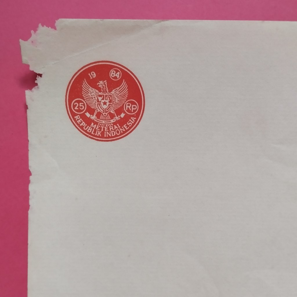 

Kertas Segel Rp 25 Tahun 1984 Single Apa Adanya