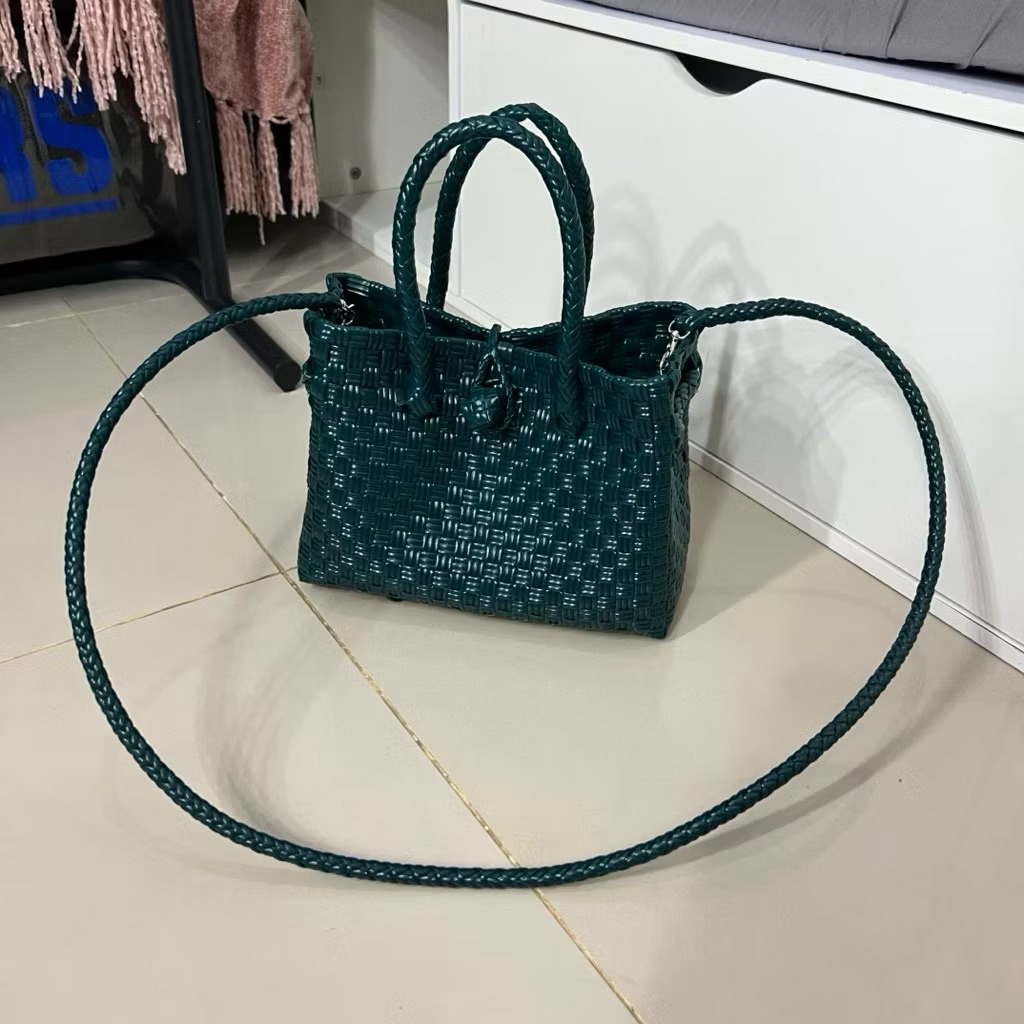 Krisna Oleh-Oleh Jogja Tas Selempang Anyam Plastik / Ethnic Sling Bag - Emerald Green
