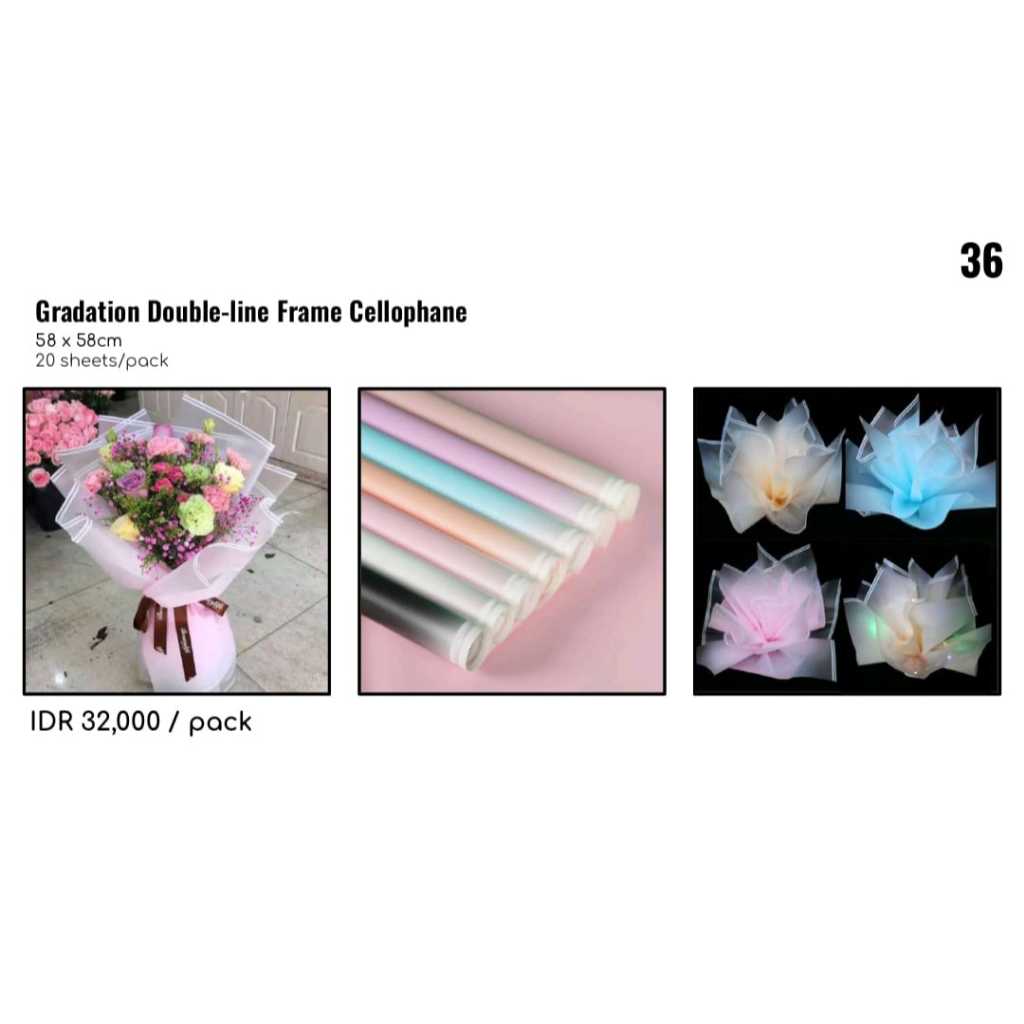 

MY Suppplies - [5 LEMBAR] Flower Wrapping Paper Gradation Double Lie Frame Cellophane Kertas Bungkus Buket Bunga