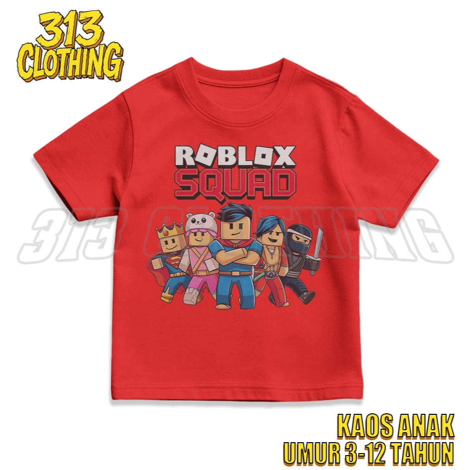 Kaos Anak Roblox Squad  Gratis Nama / Atasan Baju Anak Roblox Squad Character Usia 3-12 Tahun