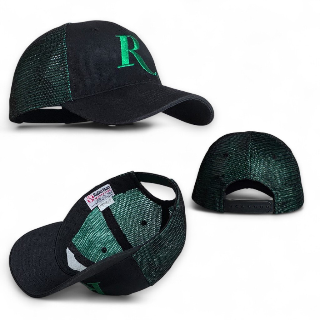 TOPI TRUCKER ROBERTSON REMINGTON WARNA HITAM DAN HIJAU