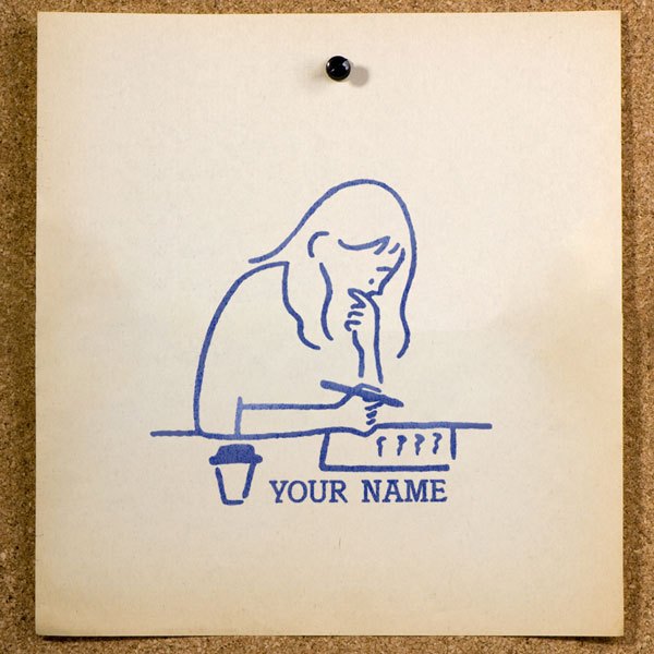 

Stempel Buku Ex Libris Kustom Nama | Desain Perempuan Menulis, Kopi & Buku | SE-59 | Perpustakaan