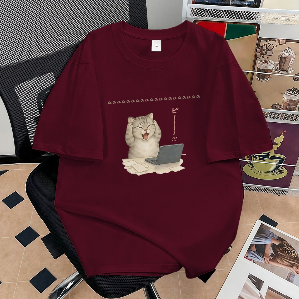LYBH Kaos Oversize Wanita T-shirt Oversize Anak Kucing MarahBaju Atasan Wanita Terbaru | Baju Kaos W