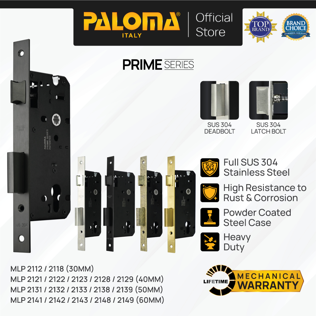 PALOMA Mortise Lock Lockcase Body Kunci Pintu Swing Lock Kunci Swing Engkol Stainless Steel SUS 304 